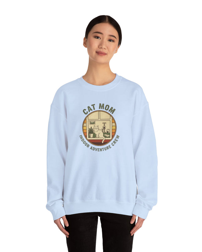 "Cat Mom Indoor Adventure Crew" Unisex Adult Sweatshirt