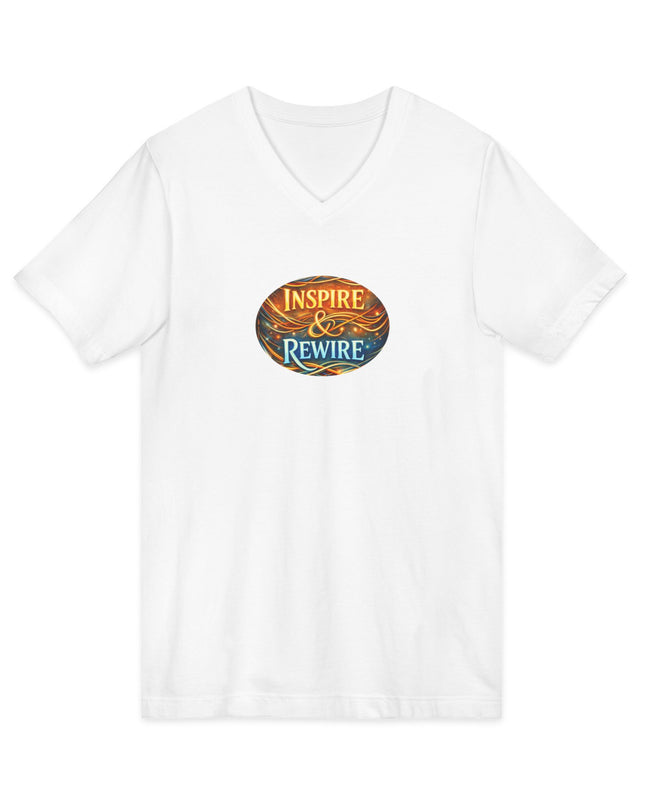 "Inspire and Rewire" Unisex Jersey Short Sleeve V-Neck Tee