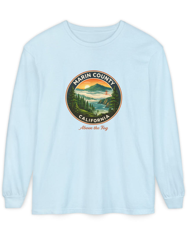 "Marin County, Above the Fog" Unisex Garment-dyed Long Sleeve T-Shirt