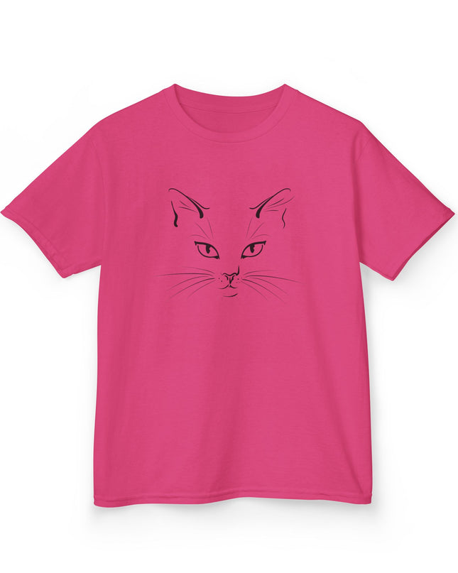 "Cat Face Sketch" Kids Heavy Cotton Tee