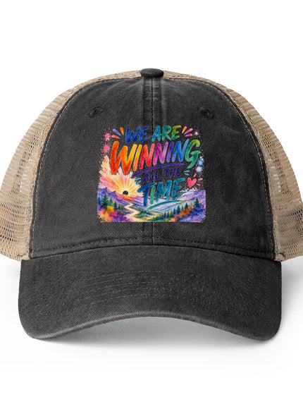 "We are Winning all the Time" Women's Washed Mesh-Back Cap