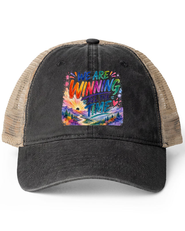 "We are Winning all the Time" Women's Washed Mesh-Back Cap