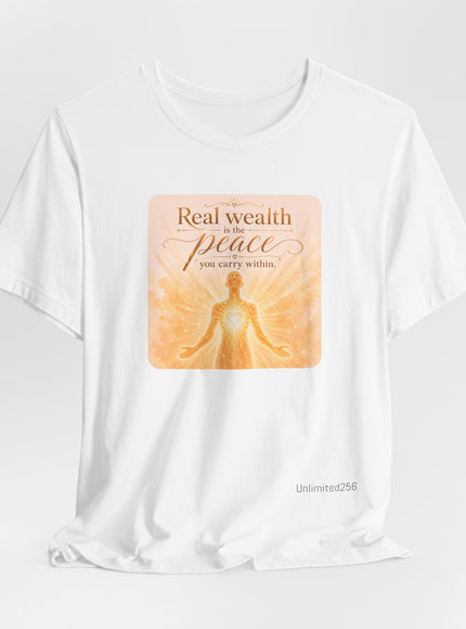 "Real Wealth" Unisex Jersey Short Sleeve Tee