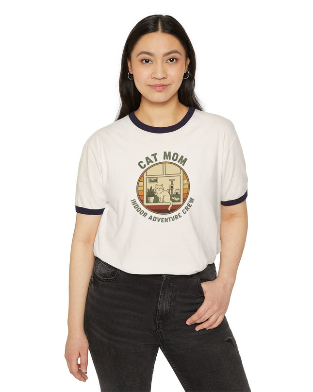 "Cat Mom" Unisex Cotton Ringer T-Shirt