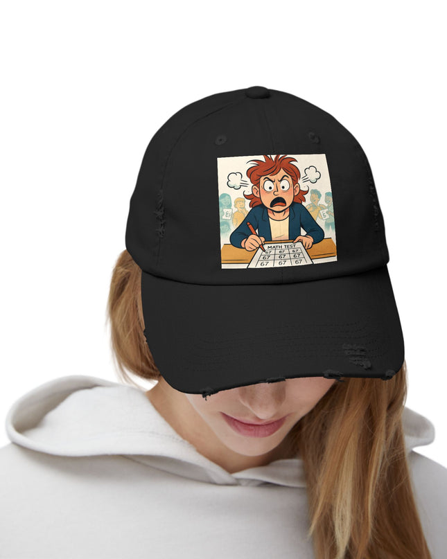 "67 with a Frustrated Math Teacher" - Unisex Distressed Cap