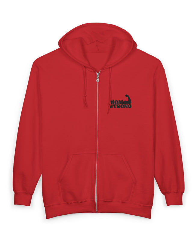 "Mom Strong (Black embroidery) " Unisex Heavy Blend Full Zip Hooded Sweatshirt