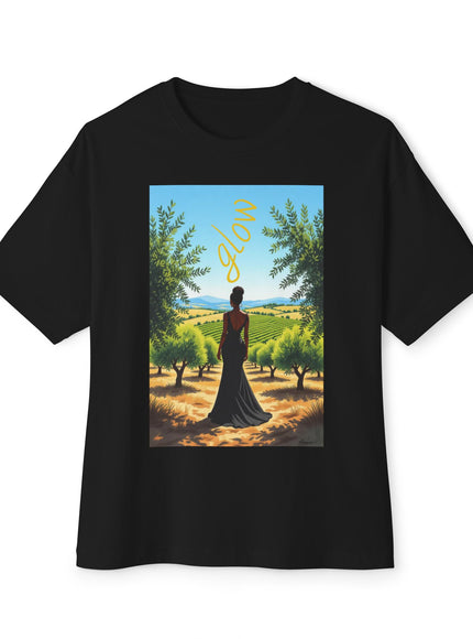 "GLOW Olive Grove" Oversized 100% Cotton Boxy Tee