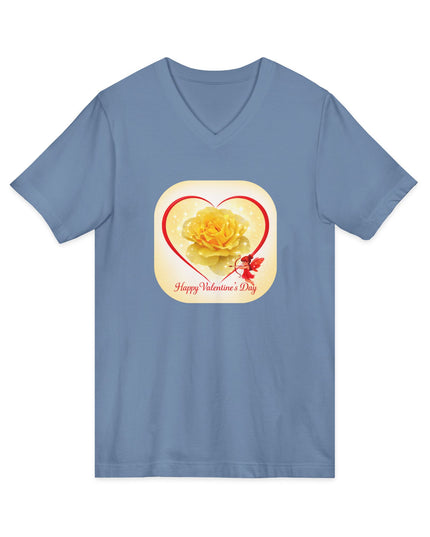 "Happy Valentine's Day" Unisex Jersey Short Sleeve V-Neck Tee