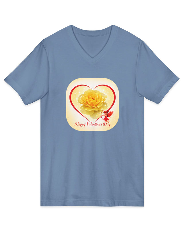 "Happy Valentine's Day" Unisex Jersey Short Sleeve V-Neck Tee