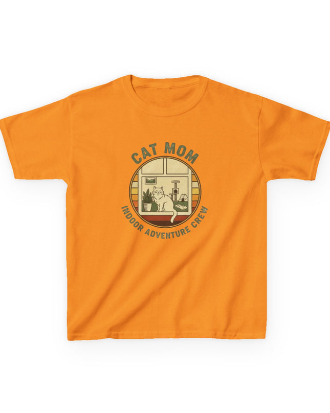 "Cat Mom Indoor Adventure Crew" Kids Heavy Cotton Tee