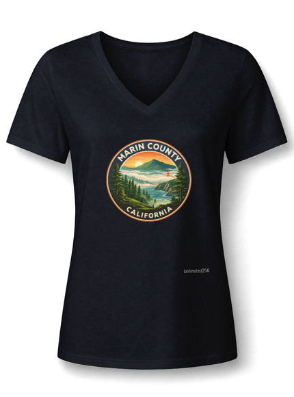"Marin County, Above the Fog - no text" Women’s Relaxed Heather CVC V-Neck Tee