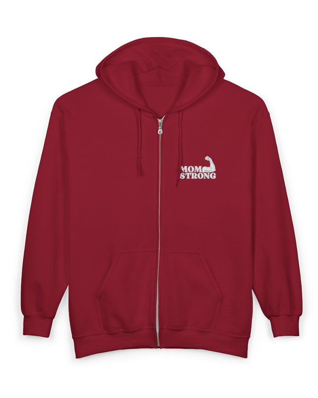 "Mom Strong (White embroidery)" Unisex Heavy Blend Full Zip Hooded Sweatshirt