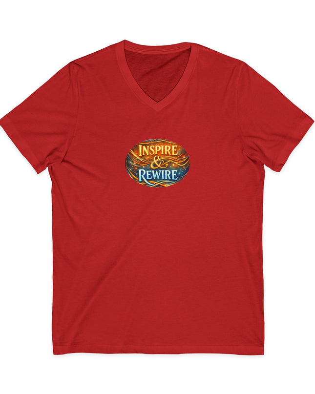 "Inspire and Rewire" Unisex Jersey Short Sleeve V-Neck Tee