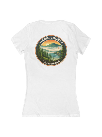 "Marin County, Above the Fog - no text" Women's Jersey Short Sleeve Deep V-Neck Tee