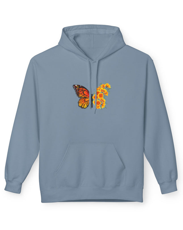 "Butterfly Poppies" (Ink front and back) Unisex Midweight Softstyle Fleece Hoodie