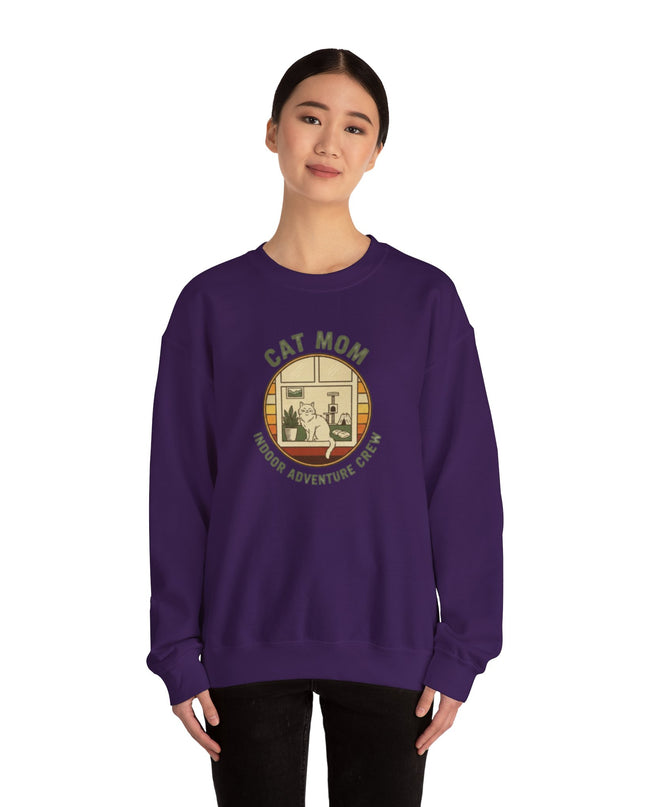 "Cat Mom Indoor Adventure Crew" Unisex Adult Sweatshirt