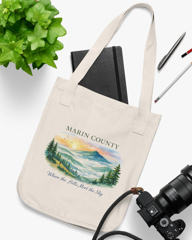 "Marin County, Where the Hills Meet the Sky" Organic Canvas Tote Bag