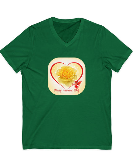 "Happy Valentine's Day" Unisex Jersey Short Sleeve V-Neck Tee