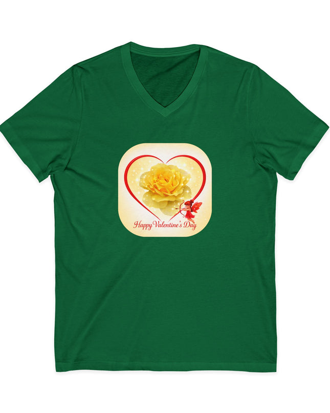 "Happy Valentine's Day" Unisex Jersey Short Sleeve V-Neck Tee
