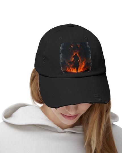 "Eye of the tiger, walking through fire" Unisex Distressed Cap