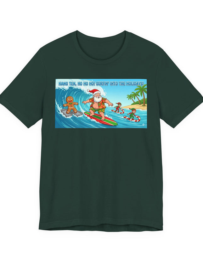 "Surfing into the Holidays" Unisex Jersey Short Sleeve Tee
