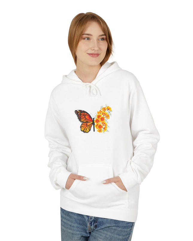 "Butterfly Poppies" (Ink front and back) Unisex Midweight Softstyle Fleece Hoodie