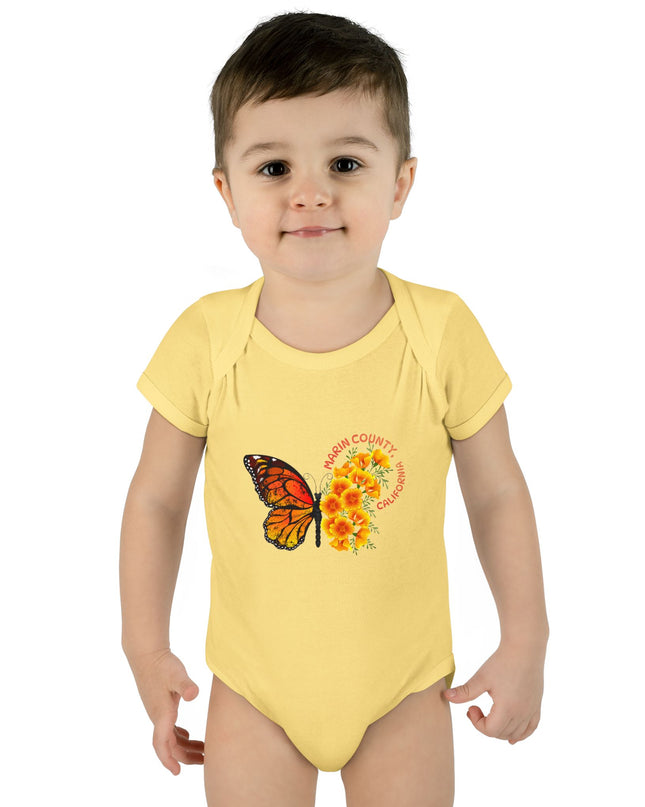 "Butterflies and Poppies Marin County, California" Infant Baby Rib Bodysuit