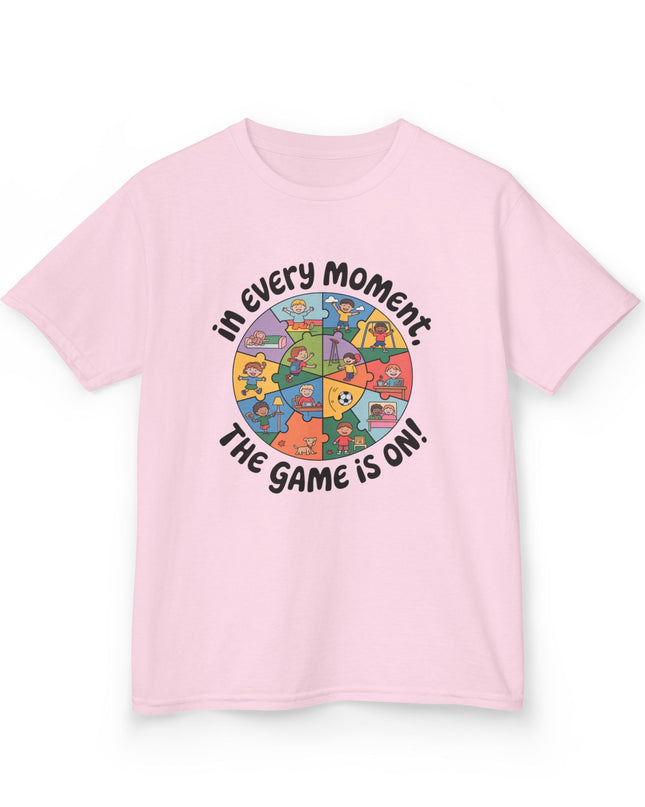 "In every moment, the game is on" Kids Short Sleeve Tee