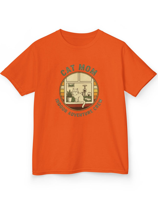 "Cat Mom Indoor Adventure Crew" Kids Heavy Cotton Tee