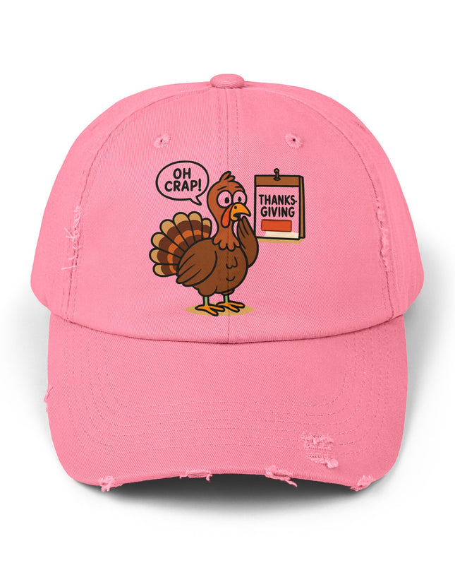 "Oh crap, Thanksgiving" Unisex Distressed Cap