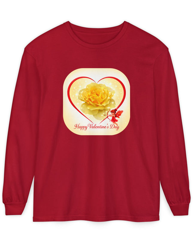"Happy Valentine's Day" Unisex Garment-dyed Long Sleeve T-Shirt
