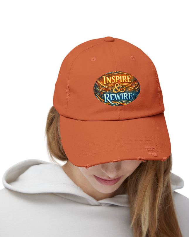 "Inspire and Rewire" Unisex Distressed Cap