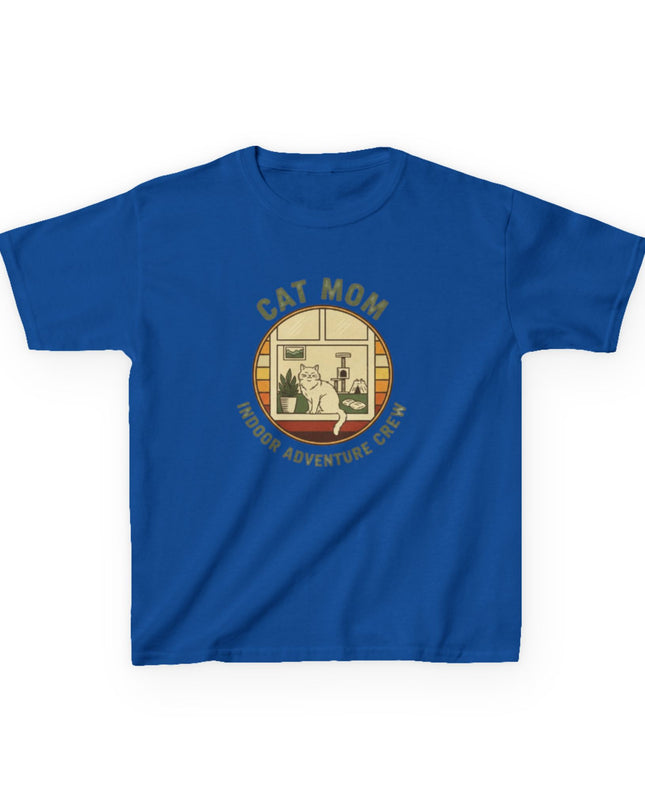"Cat Mom Indoor Adventure Crew" Kids Heavy Cotton Tee