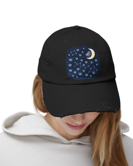 "Dog in the constellations" Unisex Distressed Cap