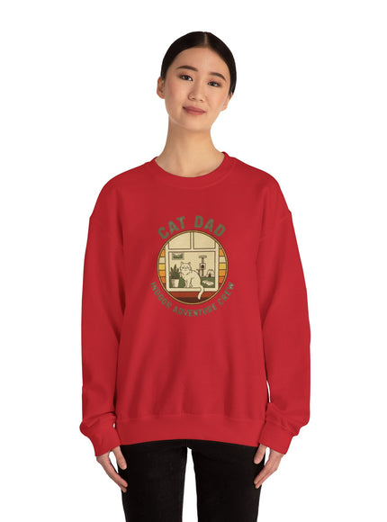 "Cat Dad Indoor Adventure Crew" Unisex Adult Sweatshirt