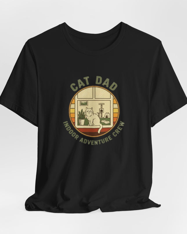 "Cat Dad Indoor Adventure Crew" Unisex Jersey Short Sleeve Tee