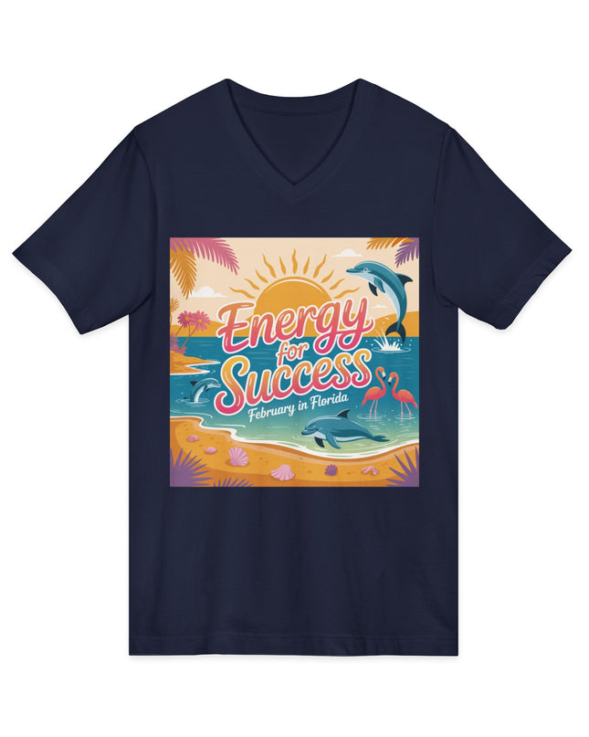 "February in Florida, Energy for Success" Ladies' V-Neck T-Shirt
