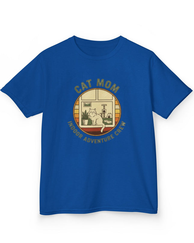 "Cat Mom Indoor Adventure Crew" Kids Heavy Cotton Tee