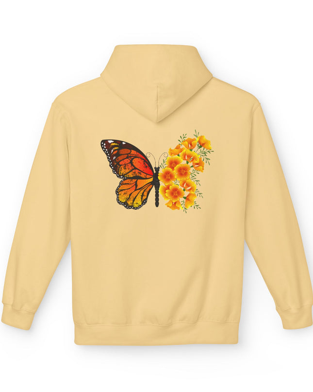 "Butterfly Poppies" (Ink front and back) Unisex Midweight Softstyle Fleece Hoodie