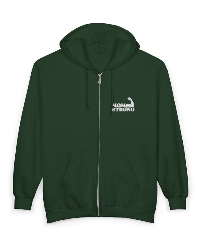 "Mom Strong (White embroidery)" Unisex Heavy Blend Full Zip Hooded Sweatshirt