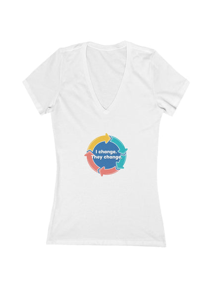 "I Change. They Change" Women's Jersey Short Sleeve Deep V-Neck Tee