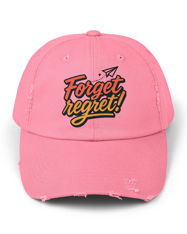"Forget regret" Unisex Distressed Cap