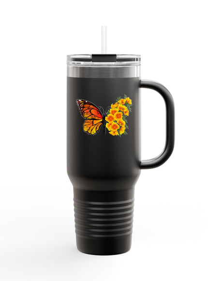 "Butterfly Poppies" Insulated Travel Mug, 40oz