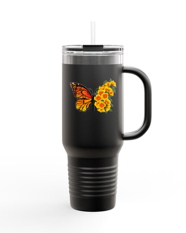 "Butterfly Poppies" Insulated Travel Mug, 40oz