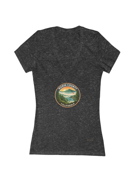 "Marin County, Above the Fog - no text" Women's Jersey Short Sleeve Deep V-Neck Tee