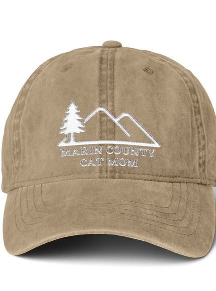 "Marin County Cat Mom" Women's Pigment-Dyed Cap with Fashion Undervisor (Embroidery)