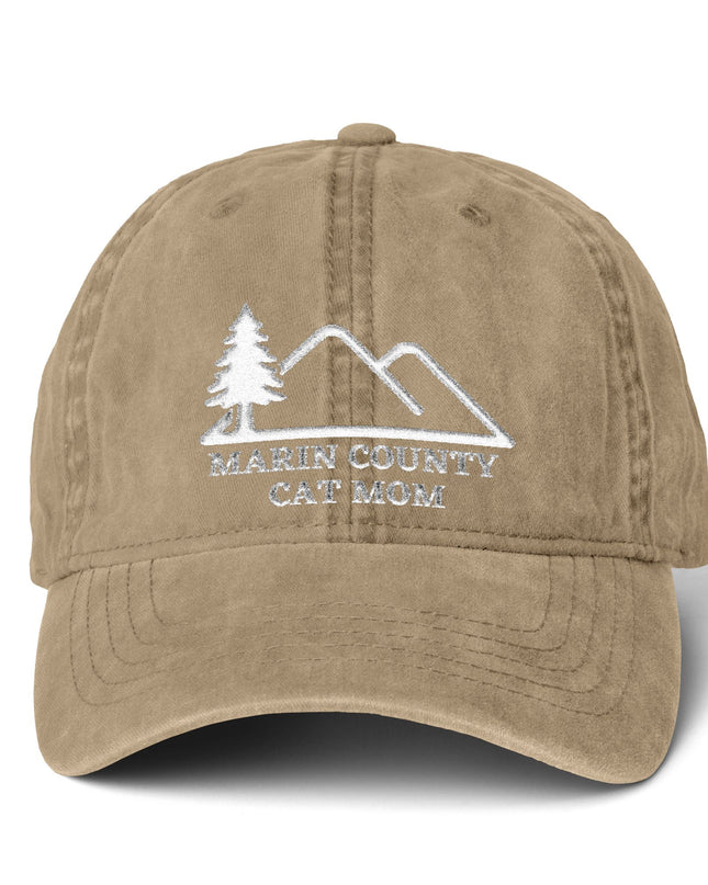 "Marin County Cat Mom" Women's Pigment-Dyed Cap with Fashion Undervisor (Embroidery)