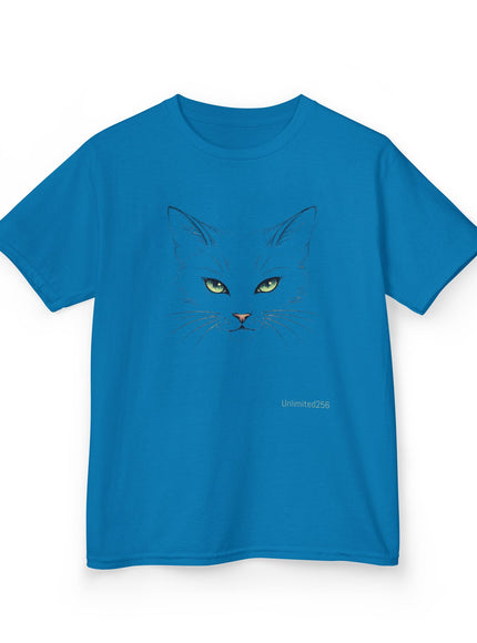 "Cat Face Sketch" Kids Heavy Cotton Tee