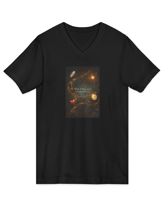 "What If There Were No Coincidences" Unisex Jersey Short Sleeve V-Neck Tee