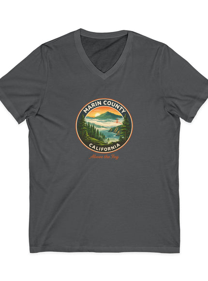 "Marin County, Above the Fog" Unisex Jersey Short Sleeve V-Neck Tee